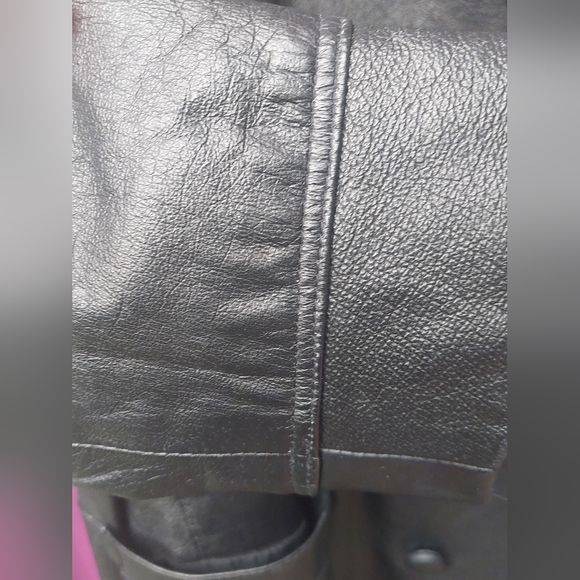 L, BellaVia Retro, Black Leather Coat - Picture 7 of 7
